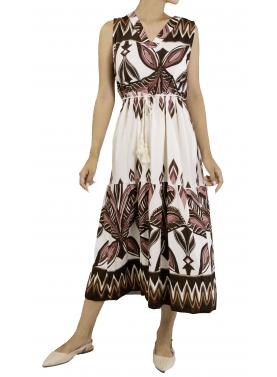 Vestito fantasia lungo scollo a V
